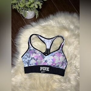 Pink ultimate push up sports bra pink and grey tie dye sz small